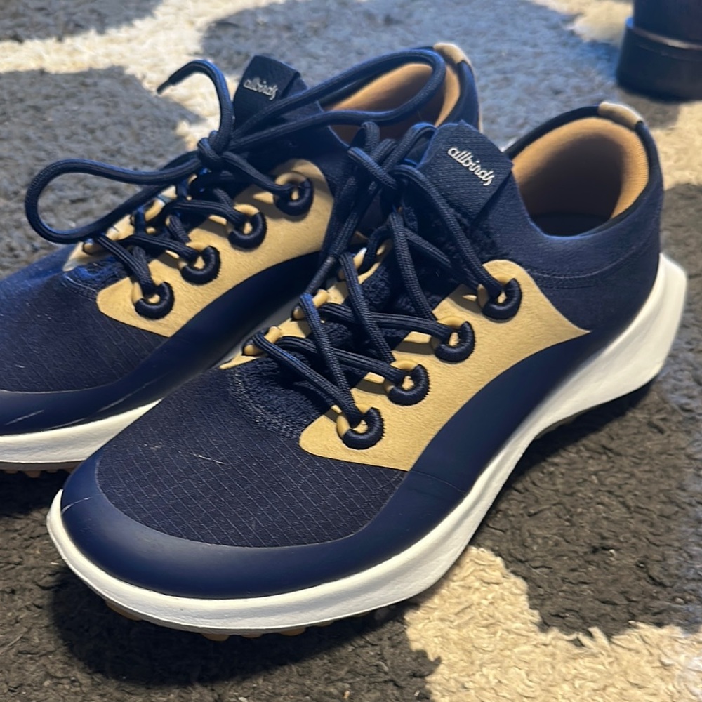 Allbirds Athletic Shoes Blue Tan Suede